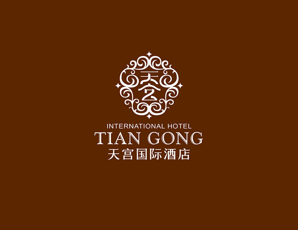 天宮國(guó)際大(dà)酒店(diàn)LOGO設計(jì)，位于繁華的(de)經濟開(kāi)發區(qū)現(xiàn)代化(huà)建築群中
