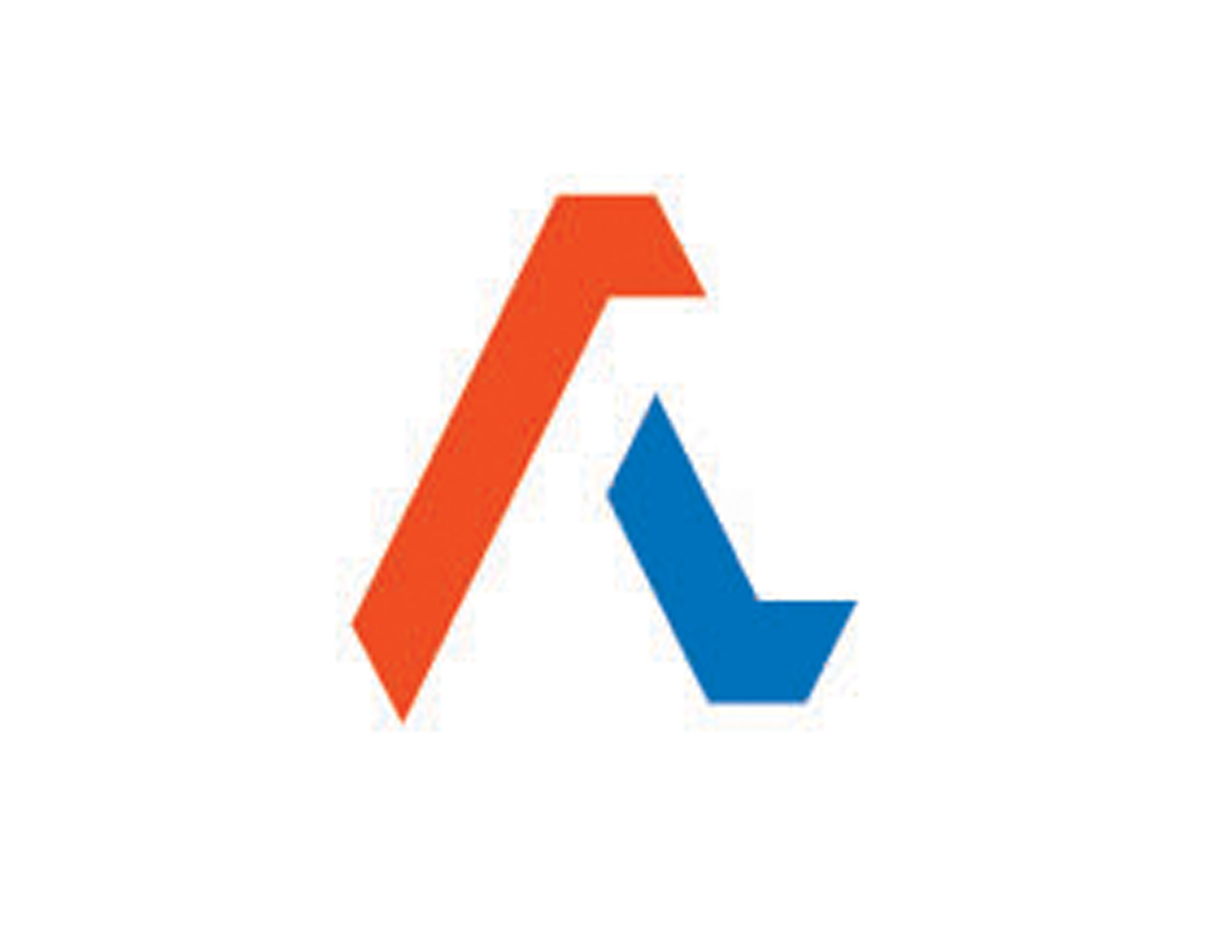 用(yòng)紅(hóng)藍(lán)色塊抽象組合的(de)A字母logo設計(jì)