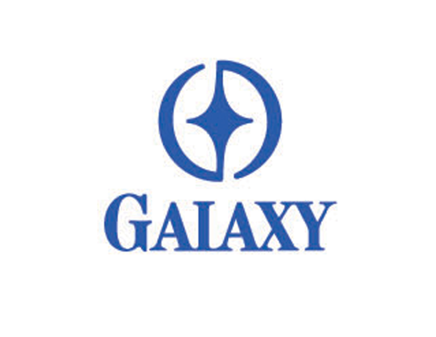 藍(lán)色的(de)星形與字母GAIAXY品牌名稱結合設計(jì)